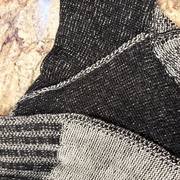 Cabi Shadow XL Patchwork Shawl Collar Chunky Knit Cardigan Sweater Black/White - Picture 11 of 15